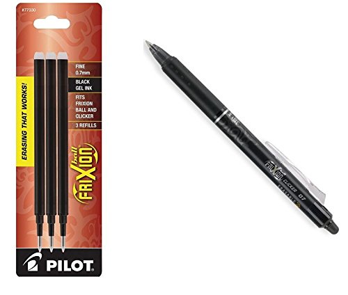 Pilot Gel Ink Refills for FriXion Erasable Gel Pen, Fine Point, Black Ink Bundle: Bundled with 1 Pack of Refills and 1…