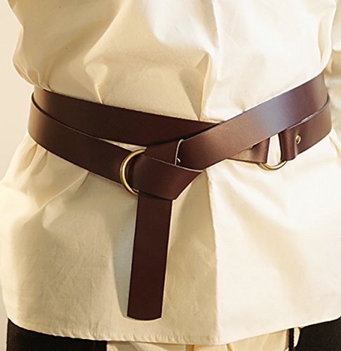 Medieval-LARP-Reenactment-Viking-Battle Ready BROWN LEATHER WRAP AROUND KNIGHTS BELT 1.5" Wide