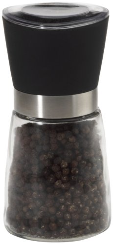 Kamenstein Adjustable Glass Spice Grinder with Peppercorns, 5-Inch