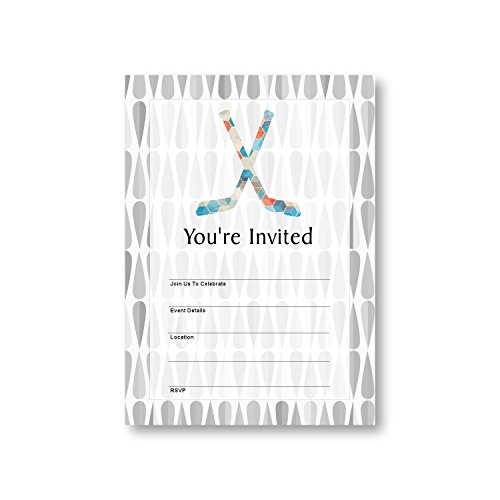 Hockey Sticks, Flat Party Invitation Card, 12 Cards at 5x7, with White Envelopes, Item 1321899 - Thumbnail 2