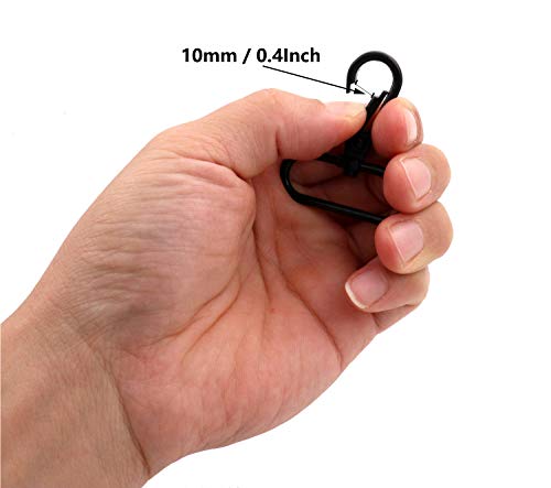 BIKICOCO 1-1/2\'\' Swivel Trigger Bolt Snap Hook Lobster Claw Clasp Spring Loaded Clip, Oval-Ring Ended, Black - Pack of 6
