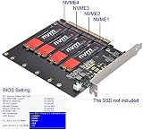 NFHK 4X NVME M.2 AHCI to PCIe 3.0 x16 RAID Card with Fan view 7