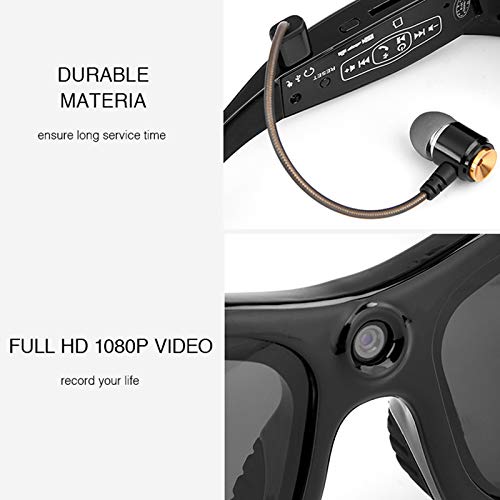 Nrpfell Sunglasses Camera Headset Hd1080P Bluetooth Mp3 Player Photo Video Recorder Mini Dv Camcorder for Outdoor Mini Camera Glasses