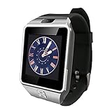 GSM DZ09 Heartrate Test Smart Watch Phone for Android Iphone Lg Sony HTC Pedometer Anti-lost Watch (Silver With Black Strap)