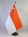 Singapore Table Flag 5'' x 8'' - Singaporean Desk Flag 21 x 14 cm - Black plastic stick and base - AZ FLAG