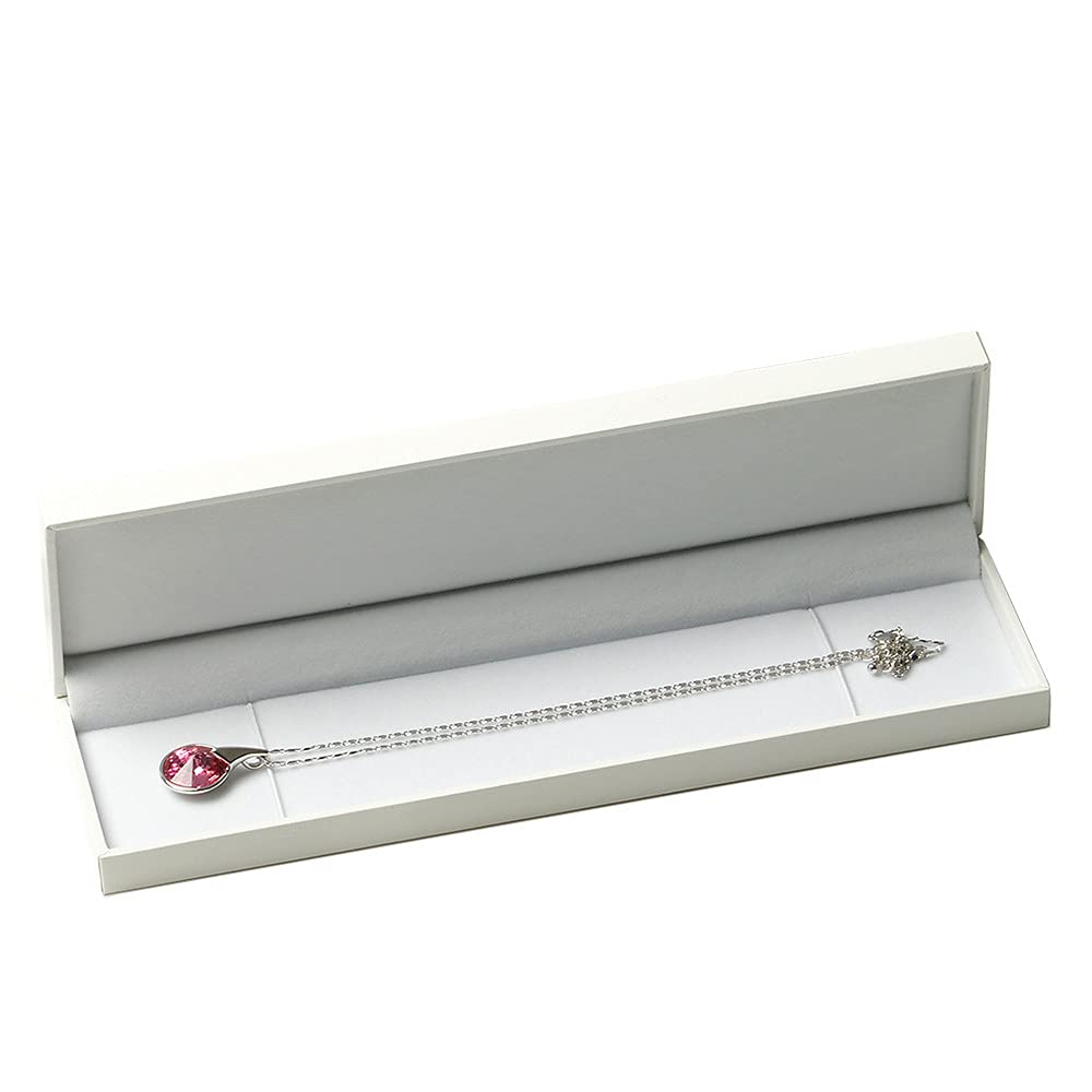 Oirlv Elegant Necklace Box White Necklace Gift Box for Long Chains Necklaces Pendants Bracelets for Engagement Wedding Mothers Day Thanksgiving Birthday Gifts(Long chain box)