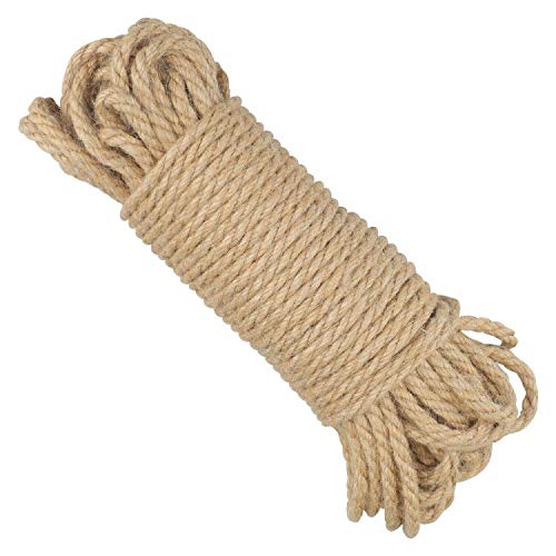 G2PLUS 5MM Thick Jute Rope, 50M Brown Natural Cord, 3-Ply Thick Jute Rope for Macrame, Cat Scratch Post, Garden Decoration