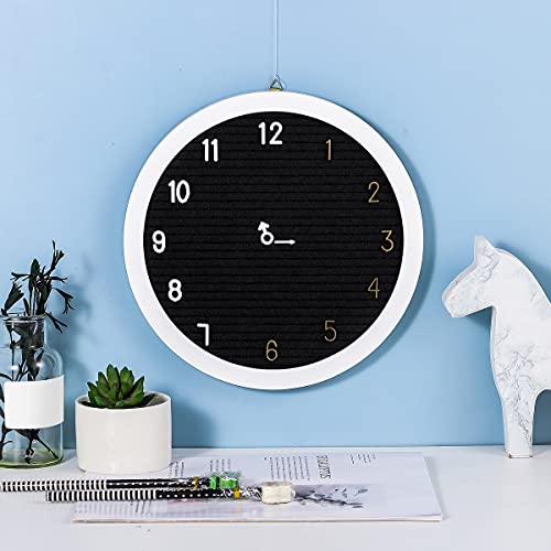 G GAMIT Round Felt Letter Board Message Sign - 10x10 inches Message Board with 465 Changeable White&Golden Letters,Numbers,Cursive Words and Stand for Party,Baby Announcement,Wedding,Pregnancy,Wall&Tabletop Decor (Black)