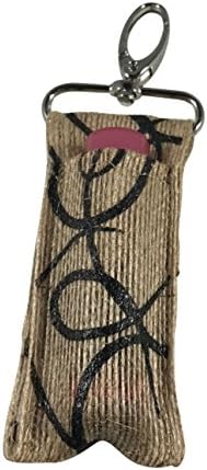 Handmade in US. Chapstick Key Chain Holder.Lip Balm Holder in unique designs. (Burlap)