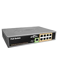 BV Tech 8 Port 120 W 10 100Mbps Alimentación a Través de Ethernet Switch Diseñada Para Uso En Cámara IP (Gris)