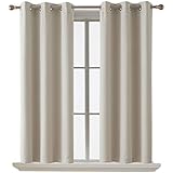 Deconovo Blackout Curtain Room Darkening Thermal Insulated Curtains Grommet Window Curtain for Bedroom Light Beige 38 x 54 Inch 2 Panels