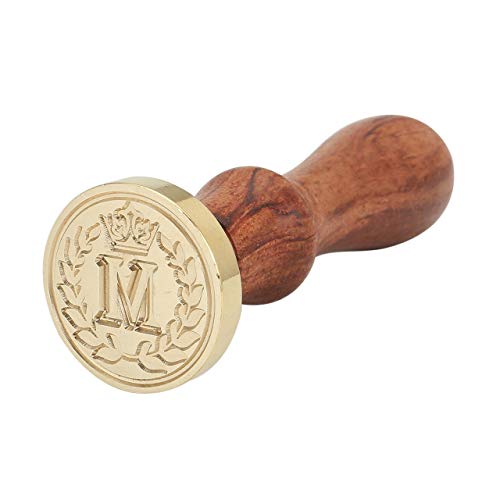 Wax Seal Stamp, Mornajina Vintage Brass Head with Wooden Handle Alphabet Letter Initial M Sealing Wax Stamp - Thumbnail 2