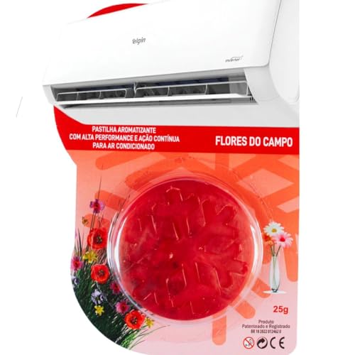 Pastilha Bactericida Aromatizante para Ar Condicionado split - FLORES DO CAMPO – (25g) Higienizadora Ação Neutralizadora de odores Aroma Contínuo Ambiente perfumado ELIMINA MAU CHEIRO