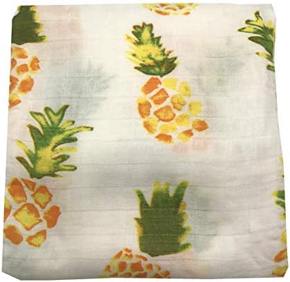HGHG Soft Bamboo Cotton Muslin Baby Blankets Bedding Infant Swaddle Towel Multifunctional Envelopes 47x47 Baby Pineapple Swaddle Blanket (Pineapple)