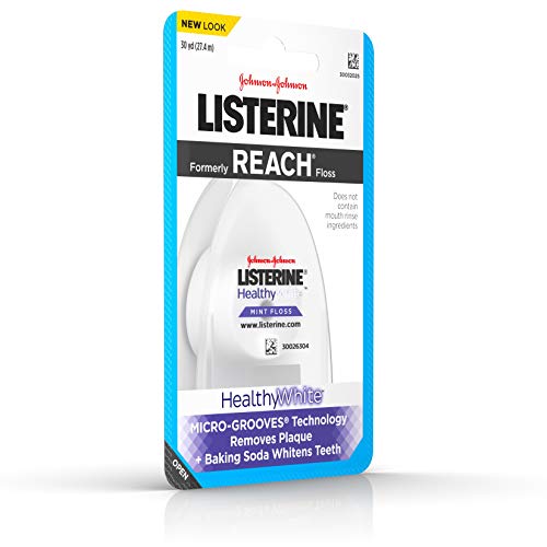 Listerine Healthy White, Interdental Floss with Baking Soda, Oral Care