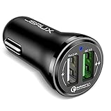 Quick Charge 3.0 Car Charger, JSAUX Dual USB Fast Car Adapter Compatible with Samsung Galaxy S8 Plus Note 9 8 S7 Edge, iPhone Xs Max XR X 8 7 6S 6 Plus, iPad Air 2 Mini, LG G5 G6 V20, Mote Z Z2
