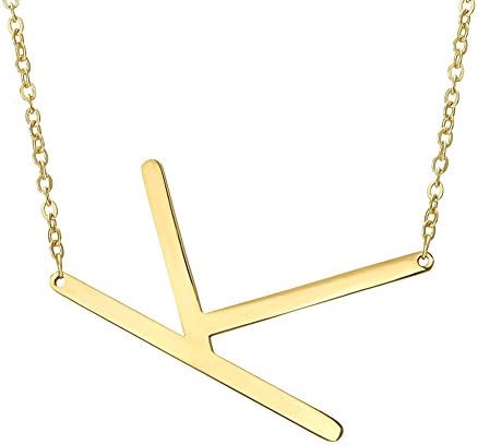 TTVOVO Initial Necklace DIY 26 Letters Alphabet Women Clavicle Stainless Steel with Gold Plated Charm Chain Pendant Necklace - Gold K