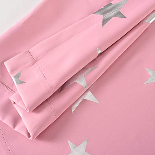 Anjee Foil Print Star Room Darkening Curtains for Girls Room and Nursery Room, Thick Grommet Window Drapes, W52 x L63, 2 Panels 2 Tiebacks, Baby Pink - Thumbnail 3