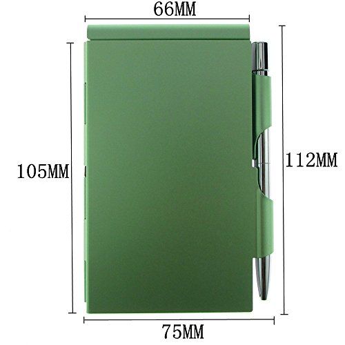 Cmxsevenday C68809 Pocket Size Aluminium Alloy Memo Pad Holder, with Ball Point Pen - Light Green