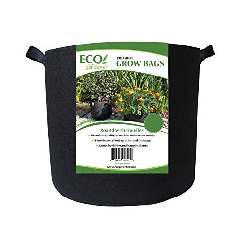 ECOgardener Grow Bags 7 Gallon with Handles – 5Pk. Premium Quality Fabric Plant Pots.