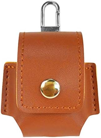 KOROWA for Airpods PU Leather Protective Case Button Closure Earphone Charging Box Cover Protector Coffee