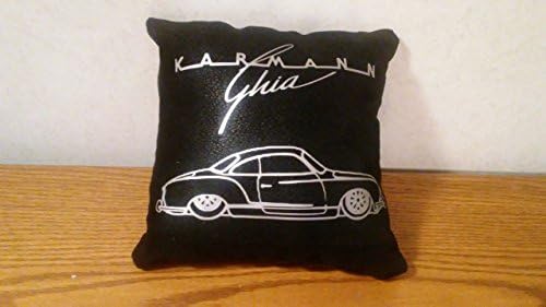 VW Volkswagen Karmann Ghia Lowered Black Pleather Vinyl Pillow Party Gift 12 x 12 inches