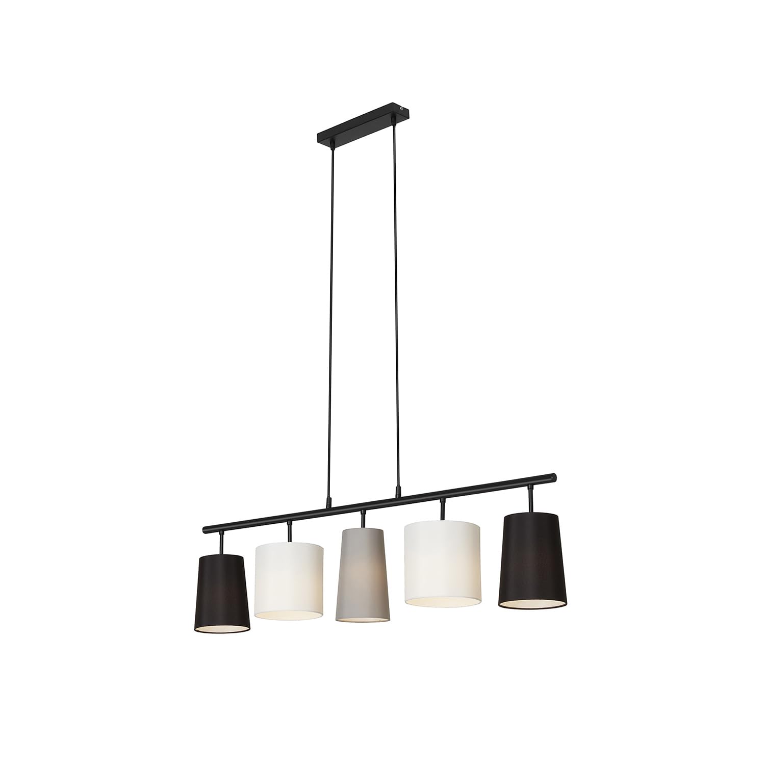 Briloner Leuchten Pendant Light 5-Bulb 5X E14 Textile Shade Black/White/Grey
