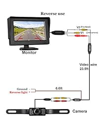 Backup cámara y Monitor Kit para Coche, Universal Impermeable placa de licencia Retrovisor Coche Cámara Trasera de Copia de seguridad + 4.3 LCD Monitor de visión trasera
