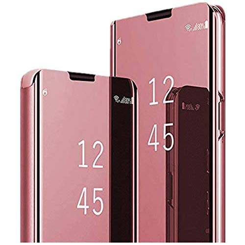 Compatible Huawei Y7 Prime 2018 Case,Plating Stand Mirror Flip Folio Cover Slim Protective Case for Huawei Y7 Prime 2018