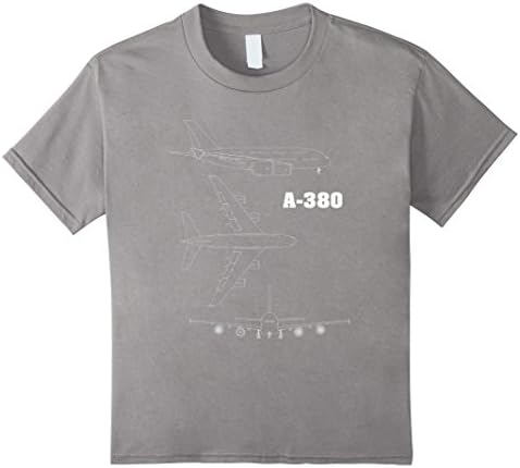 unisex-child A-380 BLUEPRINT AIRPLANE T SHIRT 12 Slate