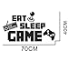 BIBITIME DIY English Sayings Quotes EAT SLEEP GAME Wall Decal Keyboard Handle Silhouette Sticker for Boys Bedroom Kids Room Decor Internet Bar Video Arcade Art Mural
