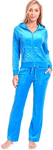 Women's Plus Size Athletic Velour Zip Up Hoodie and Sweat Pants Set Order 2 Sizes Up Turquoise 2X