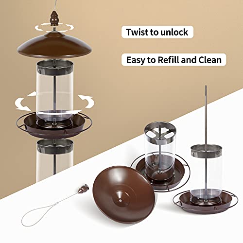 Jardim Outside Wild Bird feeders That Attach to Window Stand for Garden Yard Outdoor Hanging Decor(2 Tiers)