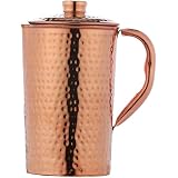 Hammered Copper Water Pitcher with Brass Handle & Ice Catcher - Mughlai Surahi Design