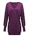 ZANZEA Women's V-neck Long Sleeve Loose Blouse Jumper Tops Mini Dress Pullover Purple US 10-12/ASIAN L