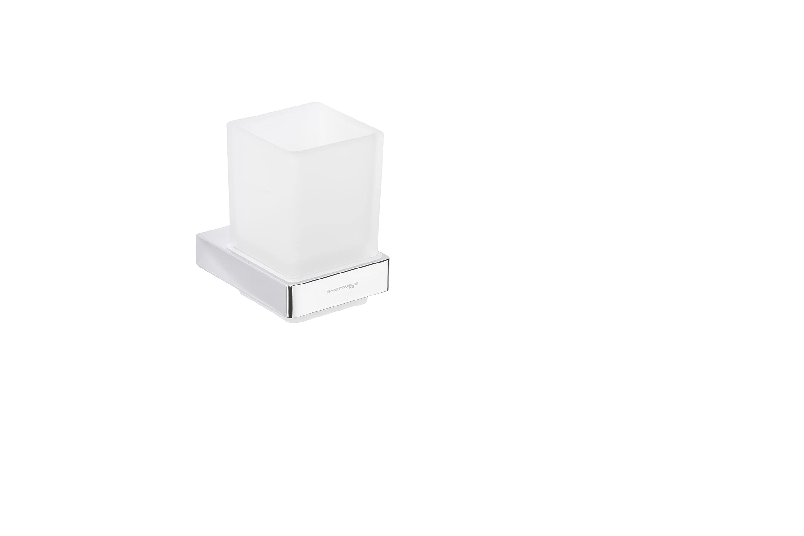 Sagittarius One 70S1 Wall-Mounted Toothbrush Holder – Chrome Organizer with Removable Glass Cup, Space-Saving & Durable Bathroom Accessory