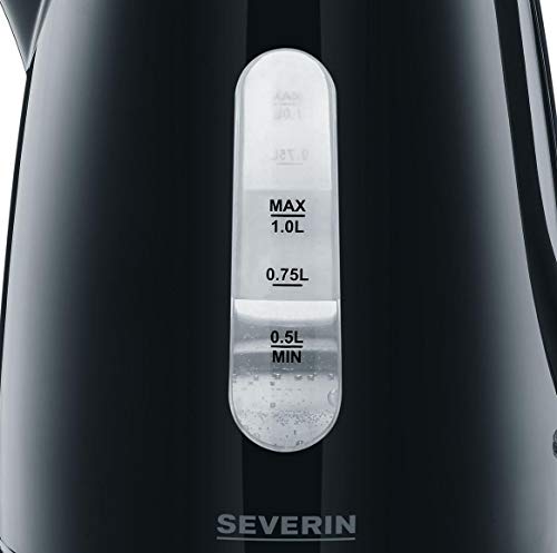 SEVERIN Wasserkocher, Central-Cordless-System, abwaschbarer Kalkfilter, 2.200 W, ca. 1,0 L, Kunststoff, schwarz, WK 3410 – Bild 3