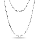 LeCalla 925 Sterling Silver Italian Jewelry Trendy Gift 1.5 MM, 2 MM, 3 MM Rolo Link Chain Necklace for Teen Women and Men with Spring Ring Clasp (16, 18, 20, 24 Inches)