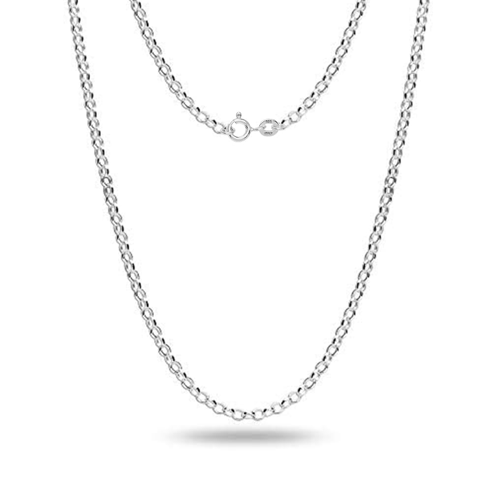 LeCalla Mothers Day Gifts Jewelry 925 Sterling Silver Italian 2 MM Rolo Belcher Link Chain Necklace for Women 20 Inches