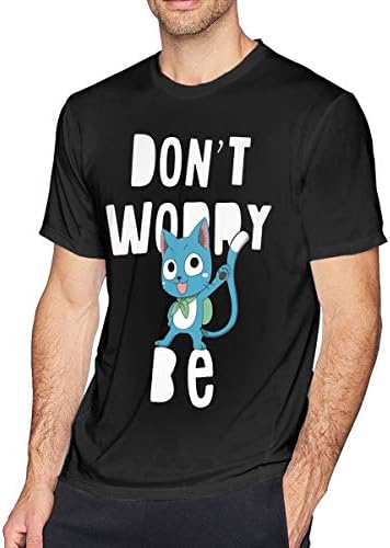 Obagaty FAI-ry Ta-il Don't Worry, Be Happy Men's Soft Short Sleeve T-Shirt Black