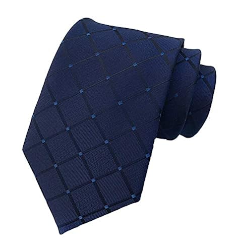 Men's Extra Long Tie (63") – Woven Jacquard Blue Check Plaid Microfiber Necktie For Tall Men - View #8