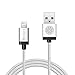 iOrange-E iPhone Charger Cord, Apple Certified 6.6ft (2M) Braided USB Sync Cable with Premium Aluminum Connectors for iPhone 6 6S Plus 5S 5C 5, iPad Air, iPad Mini 4 and iPod Nano 7th Gen, Full Silver