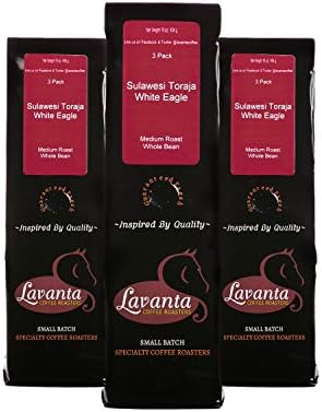 Lavanta Coffee Roaster's, 3 Packs Sulawesi Toraja White Eagle, Medium Roast Whole Bean