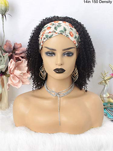 Afro-Kinky-Curly-Headband-Human-Hair-Wigs-for-Black-Women-Glueless-None-Lace-Front-Wigs-Headband-Half-Wig-Human-Hair-150-Density-Brizilian-Virgin-Hair-Machine-Made-Headband-Wig-Human-Hair-16Inch