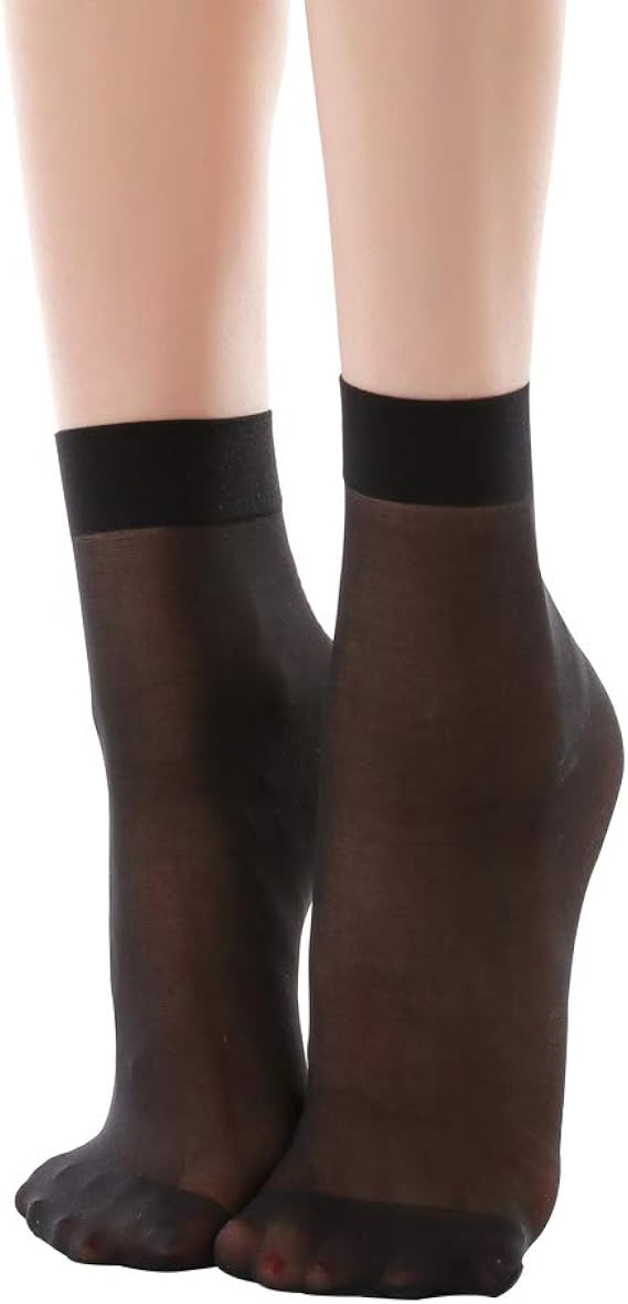 Women's Pantyhose Ankle High Sheer Nylon Socks 12 Pairs (Black) Amazon