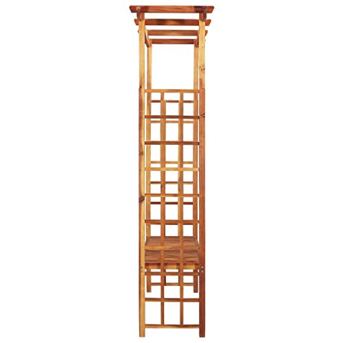 mewmewcat Upgraded Version Pergola Arbor Arch Outdoor Trellis Garden with Bench for Climbing Plants Bridal Party Decoration Over High Outdoor Solid Acacia Wood 77.9" x19.7x56.3