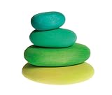 Grimm's Spiel and Holz Design Moss Pebbles Wooden Stacking Stones for Creative Building & Balance Games