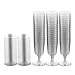 50 Silver Glitter Disposable Wine Glasses | 7 oz. Clear Hard Plastic Fancy Cups (50-Pack) by BloominGoods