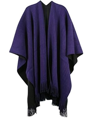 Womens Winter Solid Knitted Cashmere Poncho Capes Shawl Sweater