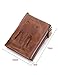 Lareinae Men Genuine Leather Cowhide Zip Wallet Vintage Bifold with Double Zipper Pockets (Brown 1)